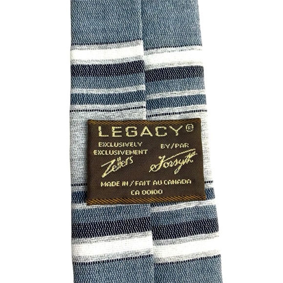 Legacy Square Tip gray stripped Tie Vintage Preppy Retro Elegance Rockabilly - Picture 2 of 6